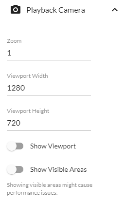 The camera settings area with the viewport fields filled in