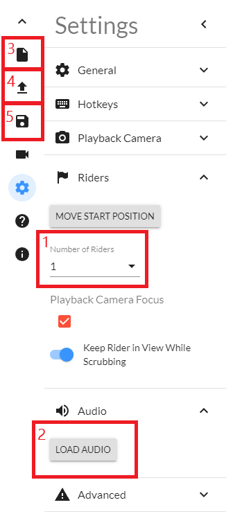 The audio and multirider settings fields