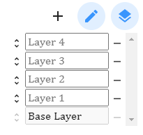 The edit mode of the layer menu demonstrating controls available in edit mode